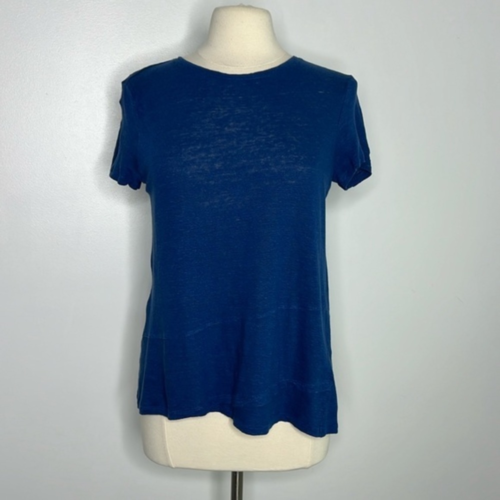 J Jill Linen royal blue linen knit top Size small